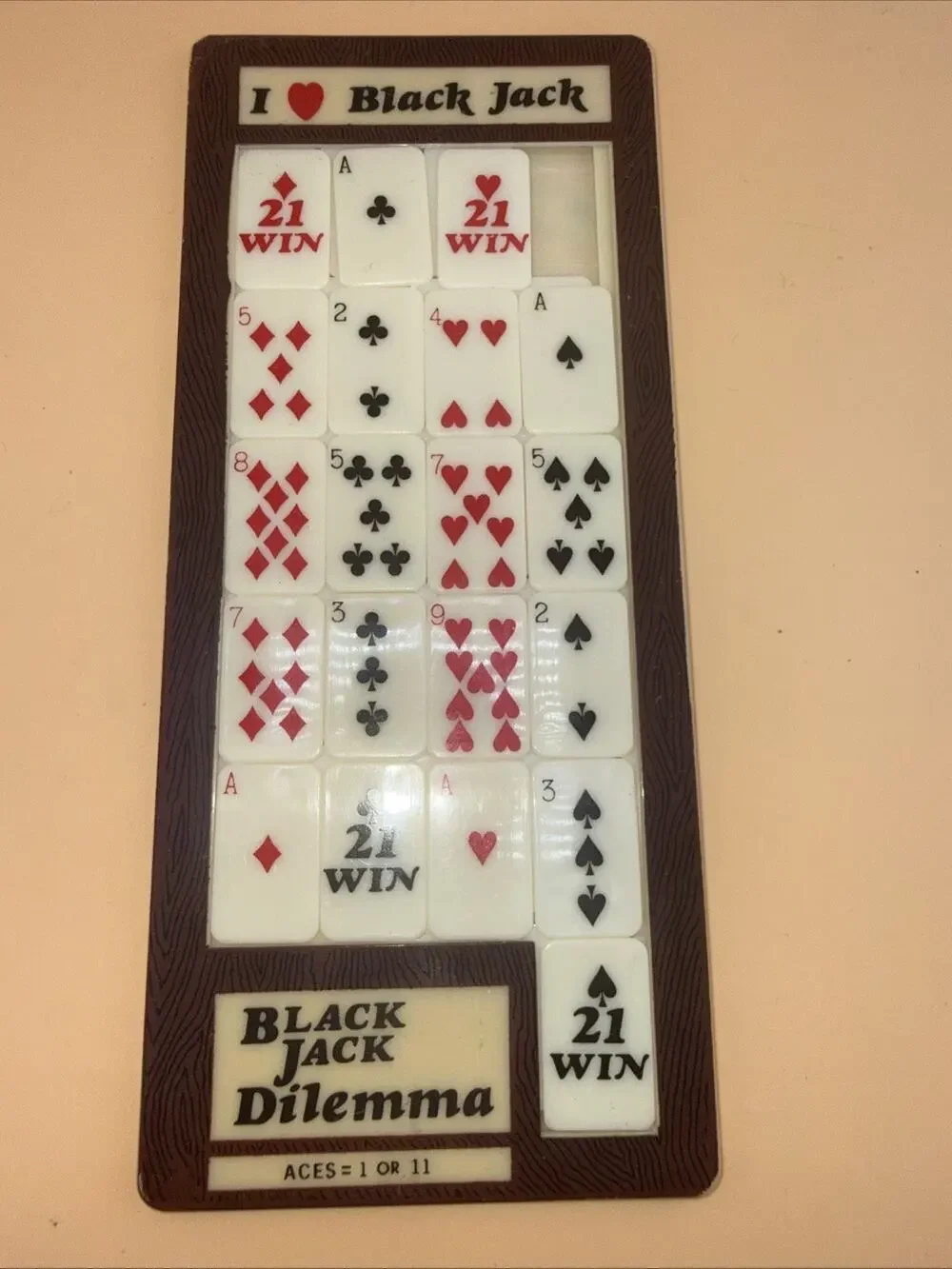 Vtg 1984 Black Jack Dilemma Slide Puzzle I Love Black Jack Hong Kong Collectible